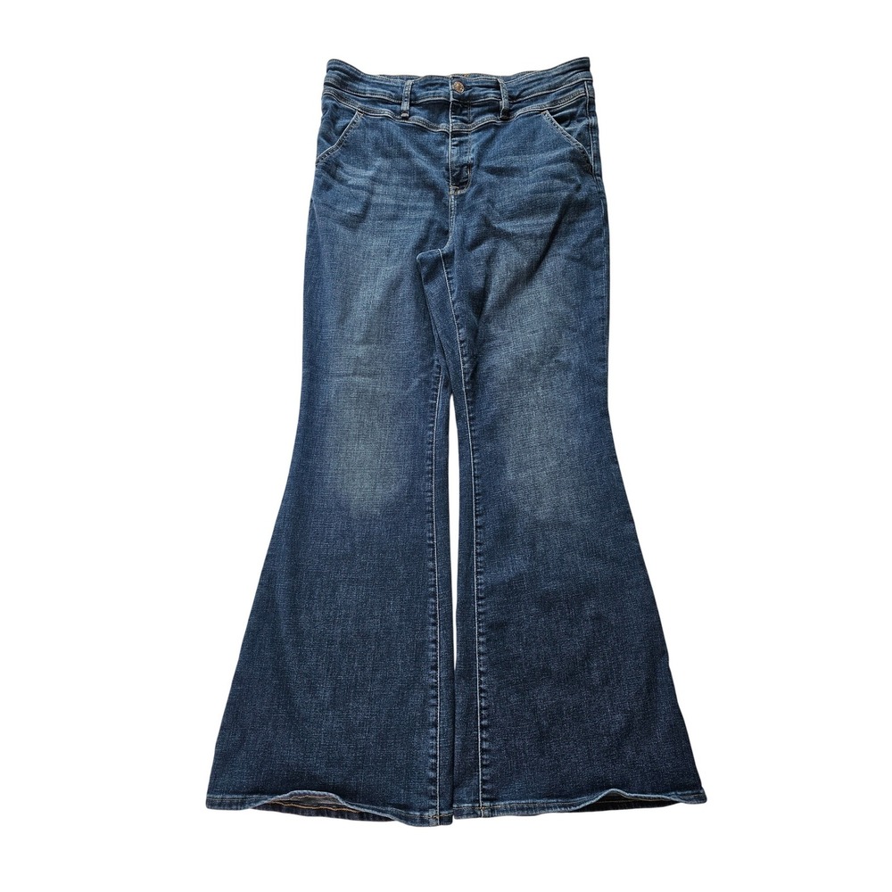 American Eagle Flare Jeans Womens 14 Blue Super High Rise Stretch‎ Boho
